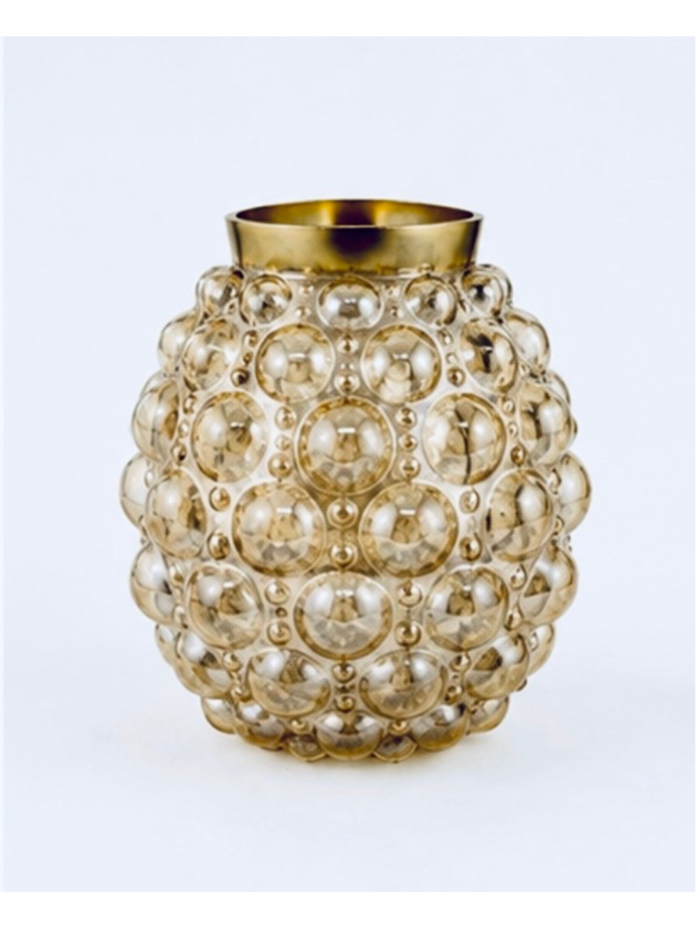 CC Home Furnishings Amber Gold Bubbled Handblown Glass Vase Centerpiece 9.5"